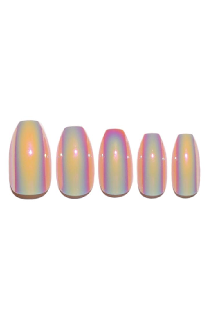 Static Nails Peach Fizz Holographic Pop-on Reusable Manicure Set -