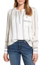 Women's Two By Vince Camuto Parallel Stripe Henley Shirt - White