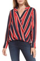 Petite Women's Gibson Surplice Drape Front Blouse, Size P - Blue