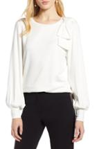 Women's Halogen Bow Trim Sweatshirt - Ivory