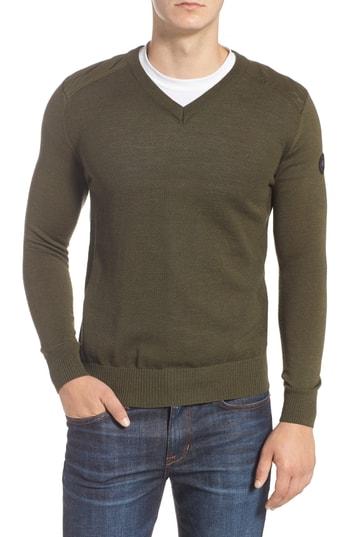 Men's Canada Goose Mcleod V-neck Merino Wool Sweater - Green