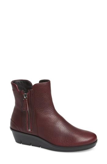 Women's Ecco Skyler Notched Wedge Bootie -5.5us / 36eu - Burgundy