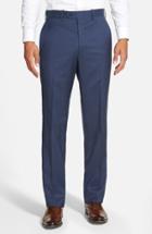 Men's Jb Britches 'torino' Flat Front Wool Trousers R - Blue