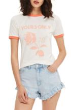 Women's Topshop Yours Only Graphic Ringer Tee Us (fits Like 0) - Ivory