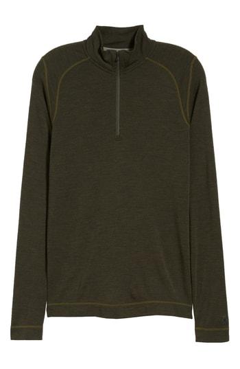 Men's Smartwool Merino 250 Base Layer Quarter Zip Pullover, Size - Green