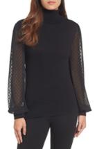 Women's Halogen Sheer Sleeve Turtleneck Sweater - Black