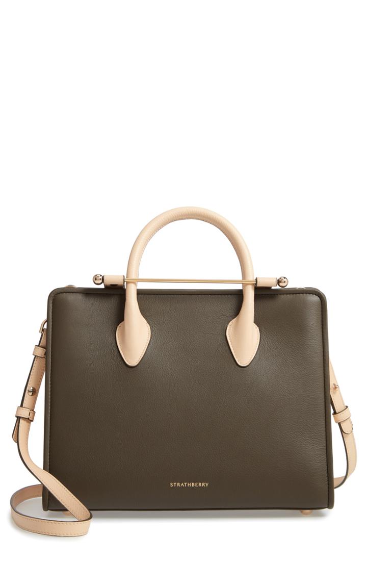 Strathberry Midi Bicolor Leather Tote - Green