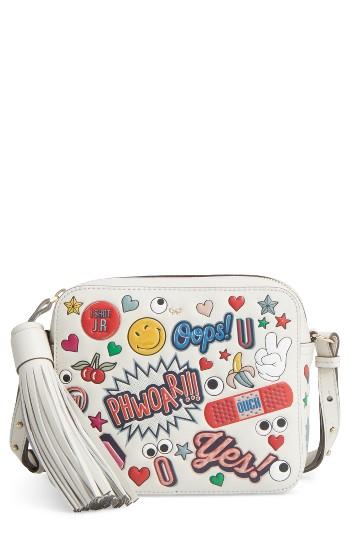 Anya Hindmarch Allover Sticker Leather Crossbody Bag - White
