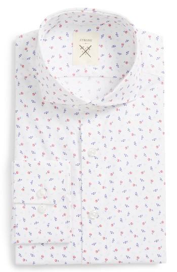Men's Strong Suit Espirit Trim Fit Floral Dress Shirt .5 R - Blue