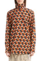 Women's Dries Van Noten Pop Circle Print Mock Neck Top Us / 34 Fr - Brown