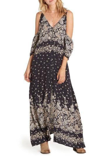 Women's Billabong Desert Dance Cold Shoulder Maxi Dress - Black