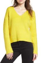 Women's Topshop Boutique V-neck Rib Sweater Us (fits Like 0) - Yellow