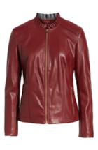 Women's Cole Haan Signature Ruffle Collar Faux Leather Jacket - Burgundy