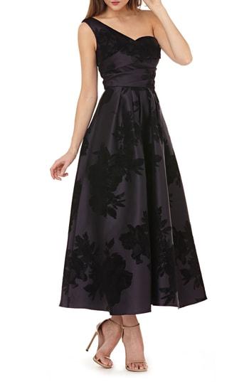 Women's Kay Unger Mikado One-shoulder Gown - Black