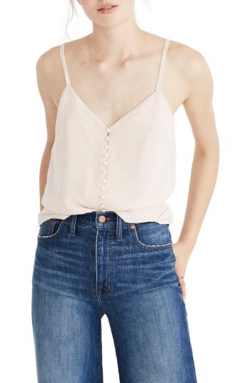 Women's Madewell Silk Button Down Camisole - Pink