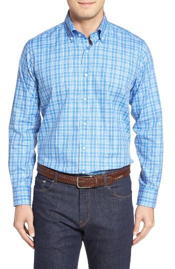 Men's Peter Millar Coral Check Sport Shirt