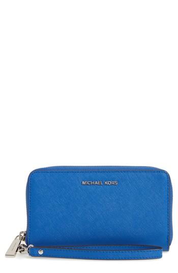 Women's Michael Michael Kors 'jet Set Travel' Multifunction Phone Case - Blue