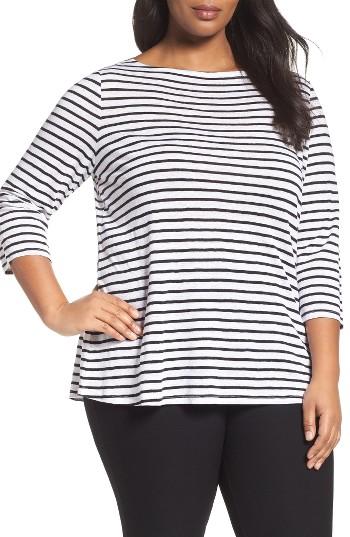 Women's Eileen Fisher Seaside Organic Linen Stripe Tee