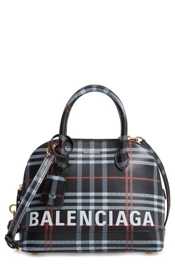 Balenciaga Small Ville Logo Leather Dome Satchel -