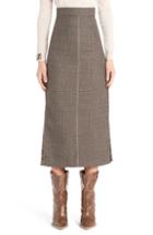 Women's Fendi Silk Logo Godet Stretch Wool Skirt Us / 46 It - Grey