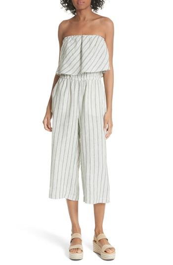 Women's Joie Brogan Stripe Linen Jumpsuit - Green