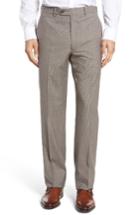 Men's Jb Britches Flat Front Check Wool Trousers R - Beige