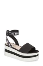 Women's Miu Miu Flatform Logo Sandal Us / 39eu - Black