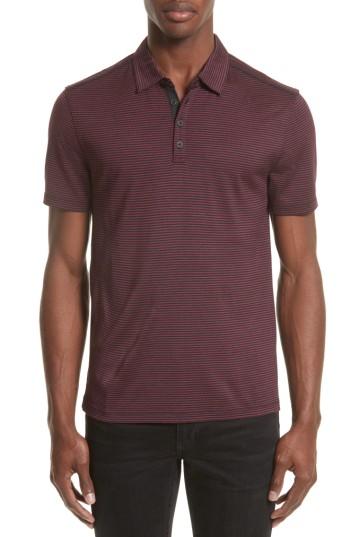 Men's John Varvatos Collection Hampton Silk & Cotton Polo, Size - Burgundy