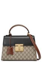 Gucci Small Padlock Gg Supreme Canvas & Leather Top Handle Satchel - Beige