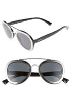 Women's Valentino 58mm Round Sunglasses - Dark Shiny Ruthenium