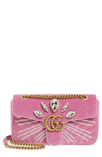 Gucci Gg Marmont 2.0 Crystal Embellished Velvet Crossbody Bag -