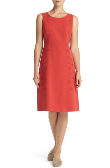 Women's Lafayette 148 New York Cheyenne Floral Embellished A-line Dress - Red
