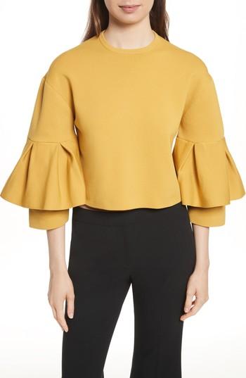 Women's Tibi Sculpted Tiered Sleeve Top - Yellow