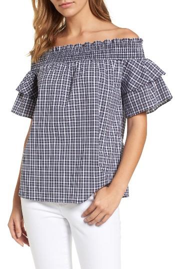 Women's Caslon Off The Shoulder Ruffle Sleeve Top, Size - Blue