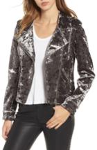 Women's Blanknyc Bonded Velvet Moto Jacket - Grey