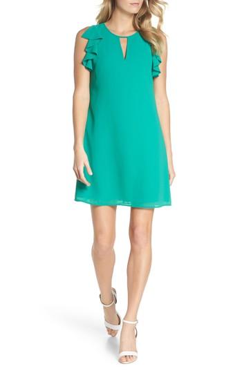 Women's Vince Camuto Souffle Ruffle Chiffon Shift Dress - Green