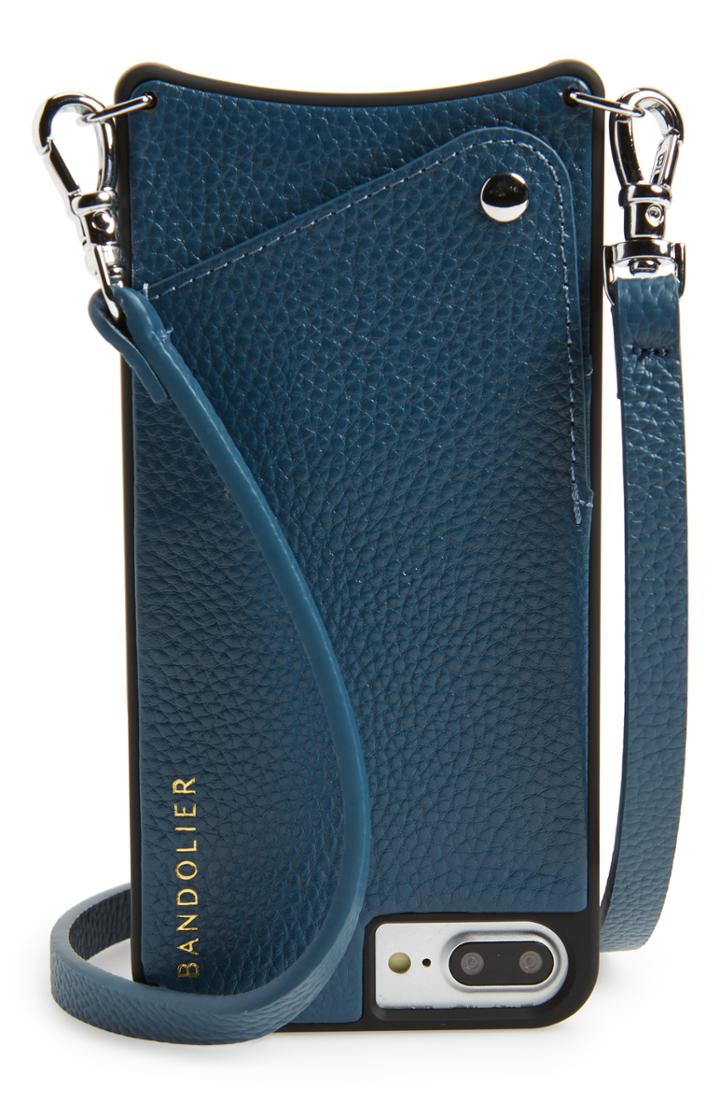 Bandolier Pebbled Leather Iphone 6/7/8 Crossbody Case - Blue