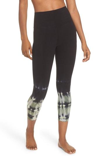 Women's Electric & Rose Sunrise Tie Dye Capri Leggings - Black