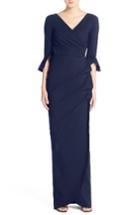 Women's Chiara Boni La Petite Robe 'zalfa' Jersey Faux Wrap Gown Us / 38 It - Blue