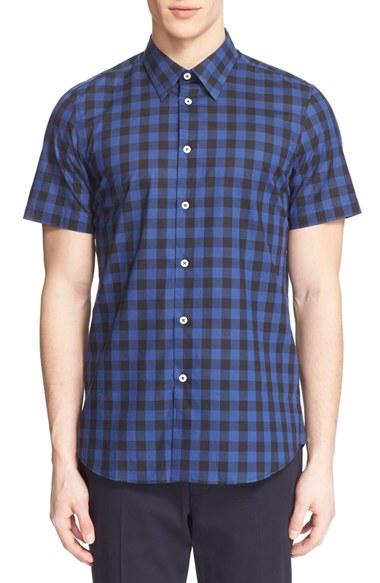 Men's Ps Paul Smith Extra Trim Fit Plaid Short Sleeve Sport Shirt