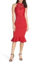 Women's Chi Chi London Crochet Bodice Party Dress - Red