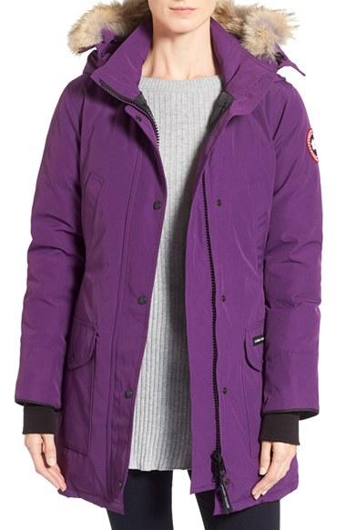 Women's Canada Goose 'trillium' Regular Fit Down Parka With Genuine Coyote Fur Trim - Purple