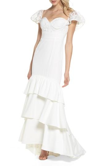 Women's Jarlo Aldis Lace & Ruffle Mermaid Gown - Ivory