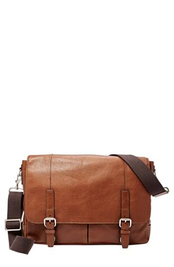 Men's Fossil 'graham' Leather Messenger Bag -