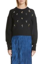 Women's Jason Wu Crystal Embellished Merino Wool Blend Sweater - Black
