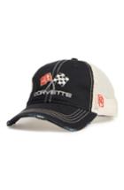 Men's Original Retro Brand Corvette Flags Trucker Hat - Black