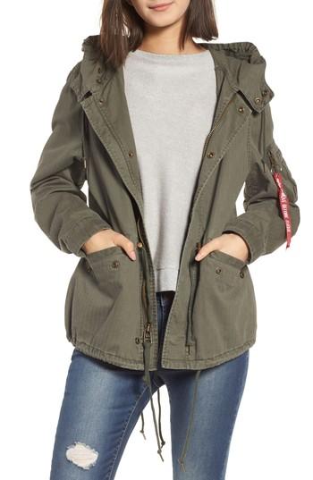 Women's Alpha Industries Swoop Fishtail Field Coat - Green