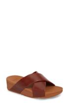 Women's Fitflop Lulu Cross Slide Sandal M - Brown