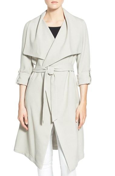 Women's Soia & Kyo Roll Sleeve Drape Front Long Trench Coat