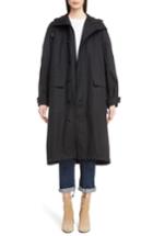 Women's Y's By Yohji Yamamoto Logo Stamp Hooded Parka - Black
